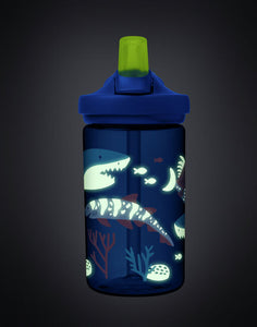 בקבוק מים עם פיה נשלפת לילדים  - כרישים זוהרים בחושך
